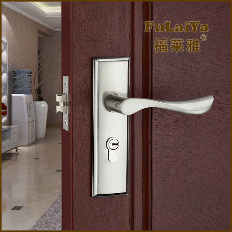 福莱雅锌合金镍拉丝单舌门锁F0108室内木门 家用工程门锁现货