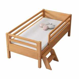 定制榉木儿童床拼接床婴儿床加宽床拼接大床实木婴儿宝宝床边小床
