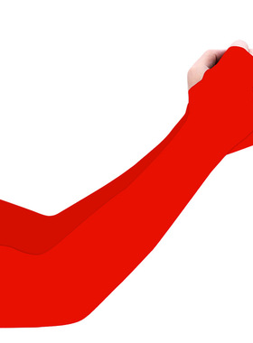 夏季纯红色冰袖套防晒遮阳户外骑行开车护臂套袖舞蹈套手指洞袖子