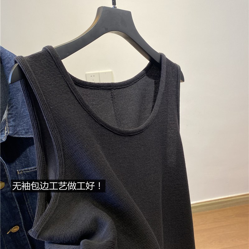 内搭王!巨显f瘦韩系肌理感直筒裙背心裙中长款无袖连衣裙女士春夏