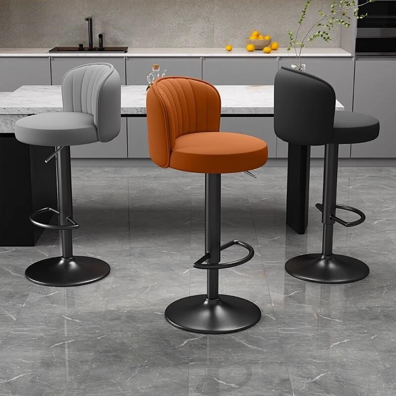 轻奢吧台椅家用高脚椅可升u降旋转前台收银柜台吧椅简约靠背吧凳