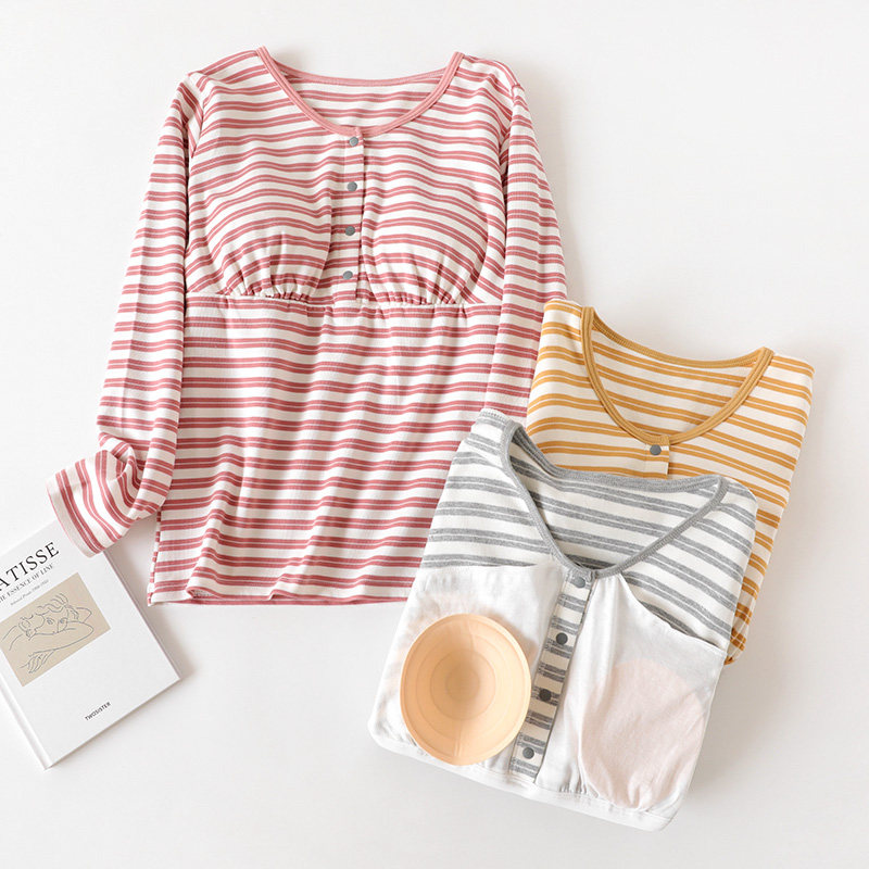 带胸垫哺乳秋衣上衣孕妇长袖打底衫喂奶衣春秋产后月子服免穿文胸,孕妇装/孕产妇用品/营养,哺乳衣/月子服,淘宝优惠券,粉丝福利购,淘宝优惠卷