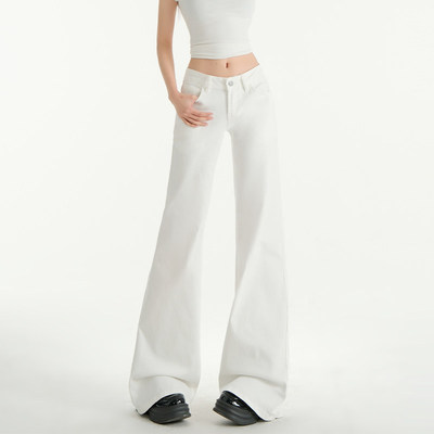 白色微喇牛仔裤女夏薄款2