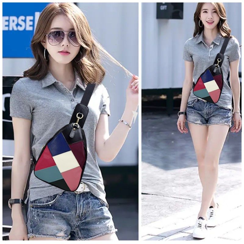 胸包女真皮多功能运动背包日韩牛皮斜挎包女士时尚腰包撞色单肩包,箱包皮具/热销女包/男包,胸包,淘宝优惠券,粉丝福利购,淘宝优惠卷