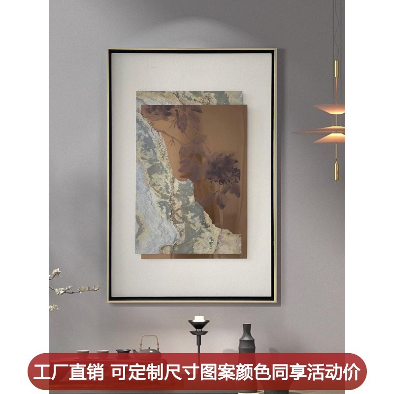 现代轻奢样板间玄关画立体u装置酒店书房挂画客厅不锈钢高端装饰图片