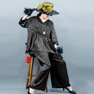 1中国风国潮风女装 套装 时尚 气质偏胖高贵上档次春季 妈妈装 8527