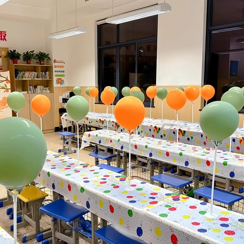 开学季气球桌飘立柱杆单个学校幼儿园教室汽球雏菊V氛围感装饰布