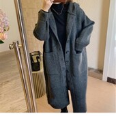 孕妇外套2025新款 连帽孕妇外套女春秋 毛衣中长款 秋季 宽松针织开衫