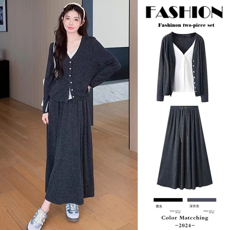 孕妇装春装2025新款孕妈高级y感套装慵懒风假两件上衣半身裙两件