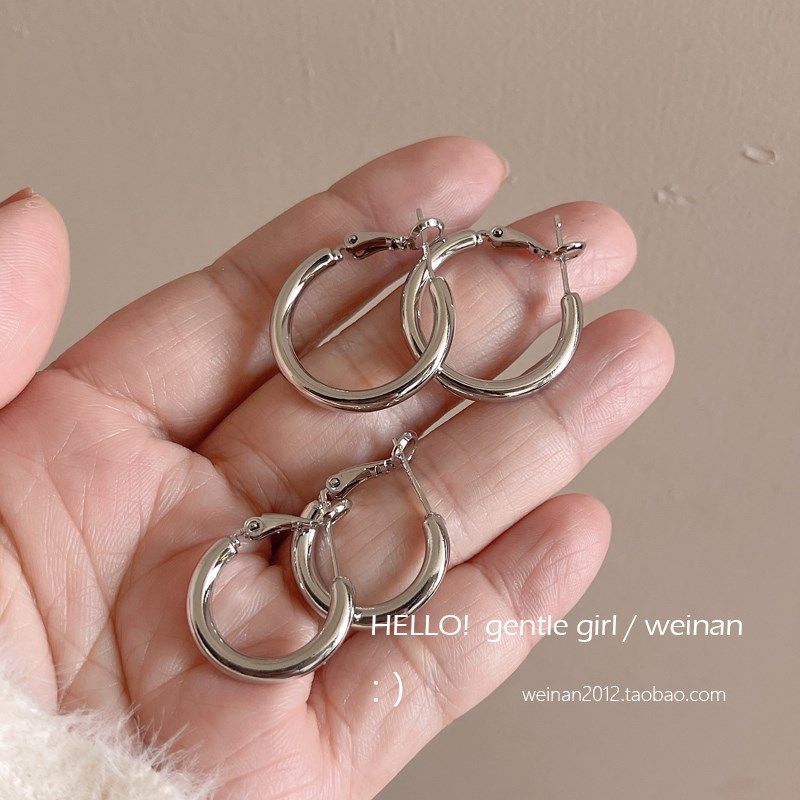高品质2023百搭蚊香盘耳夹粗素圈925银钉耳环冷淡风简约韩国耳饰,饰品/流行首饰/时尚饰品新,耳环,淘宝优惠券,粉丝福利购,淘宝优惠卷