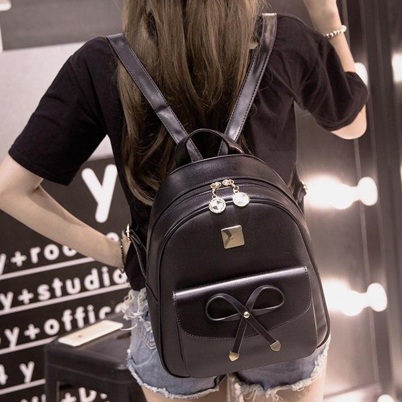 软皮质感双肩包女韩版百搭简约妈咪背包大容量2021新款学生书包潮