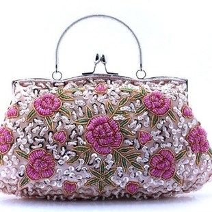 中式复古旗袍包包手工珠绣手提包高端晚宴搭配礼服手拿包婚礼手包