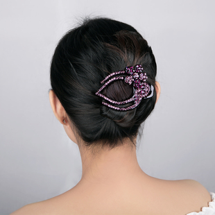 成人大号发夹鸭嘴夹三齿夹盘发插梳发F卡韩式水钻发梳头饰带齿发