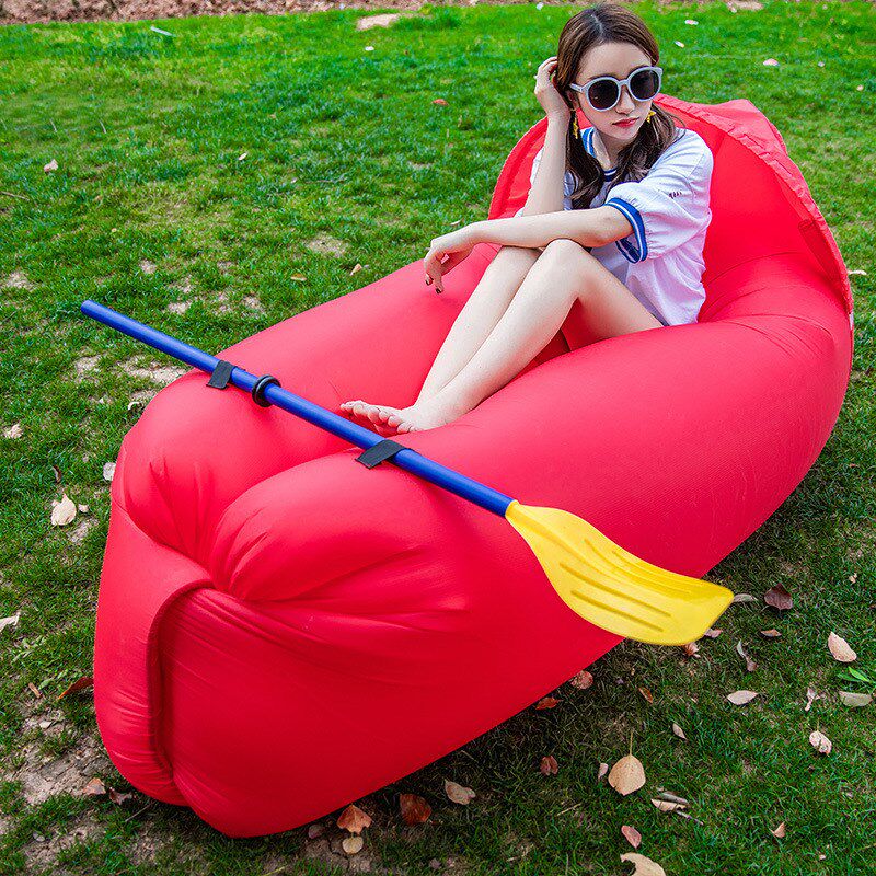 乌篷船空气沙发懒人睡袋学生 充气床成人L睡袋可爱卡通户外沙滩遮