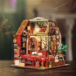 文阁秘卷手工拼装diy小屋书立体拼图积木摆件微缩书屋模型礼物