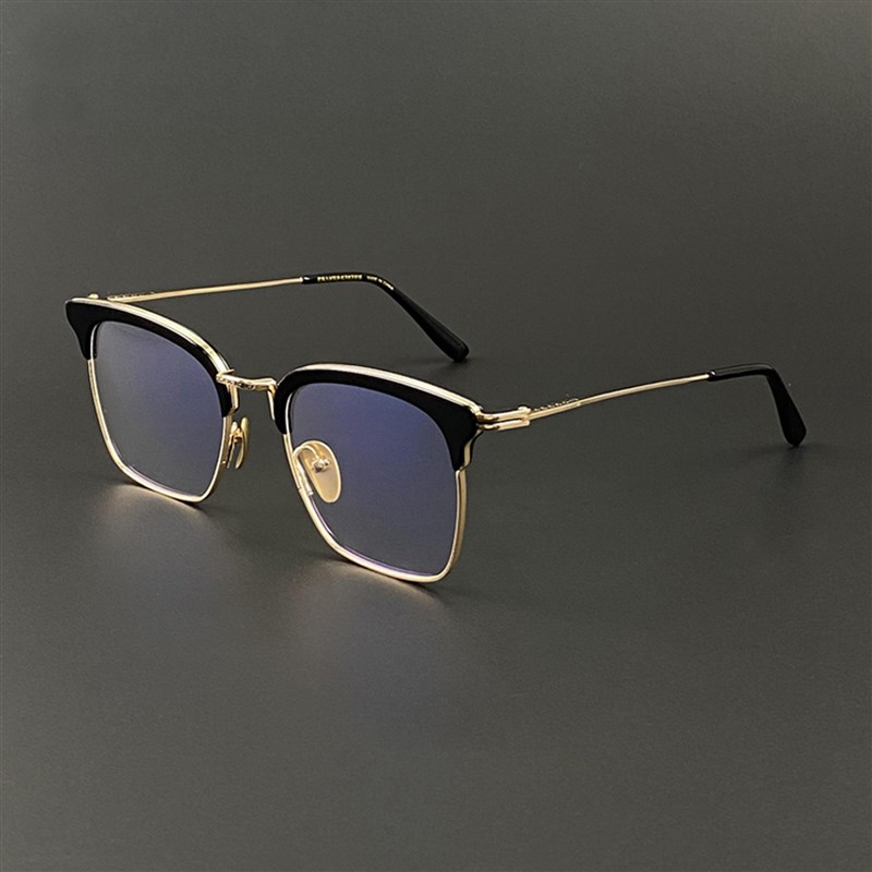 155mm 眼镜架男加宽大脸复古纯钛半框个性百搭防蓝光Y近视变色眼