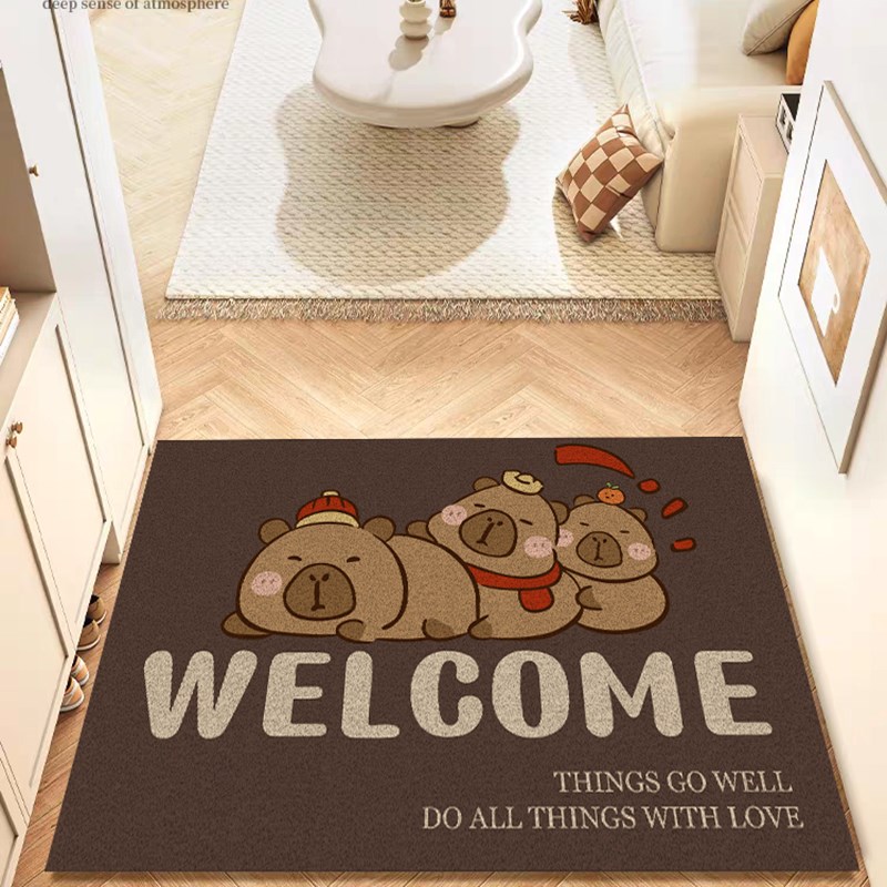卡通入户门丝圈地垫大门口防滑脚垫门垫进门家用地毯门外蹭土裁剪
