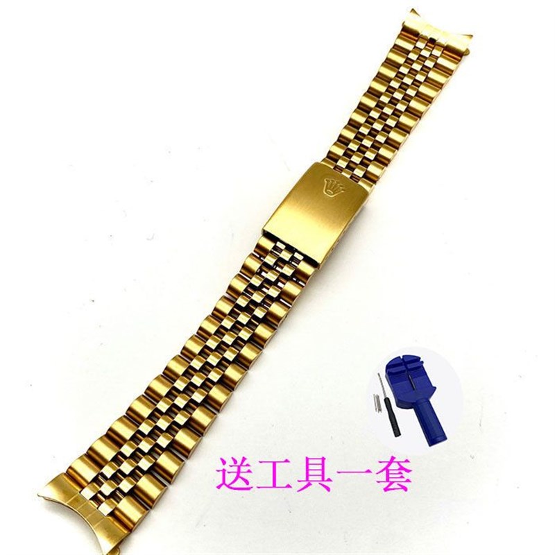 手表配件五珠钢表带 不锈钢实心折叠扣弧口钢带 男士金属表.链20m
