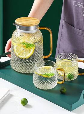 冷水壶夏家壶用耐高玻璃温套带盖客厅大容量凉白开23354水茶喝水