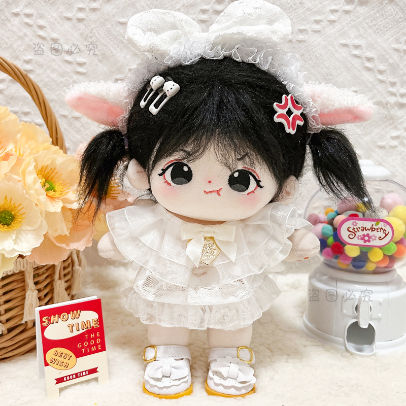 现货棉花娃娃衣服k20cm无属性可爱裙子白色蕾丝衣服套装玩偶公仔