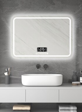 方形智能ledi灯浴室镜卫生间壁挂带灯高清防雾厕所镜感应挂墙镜子