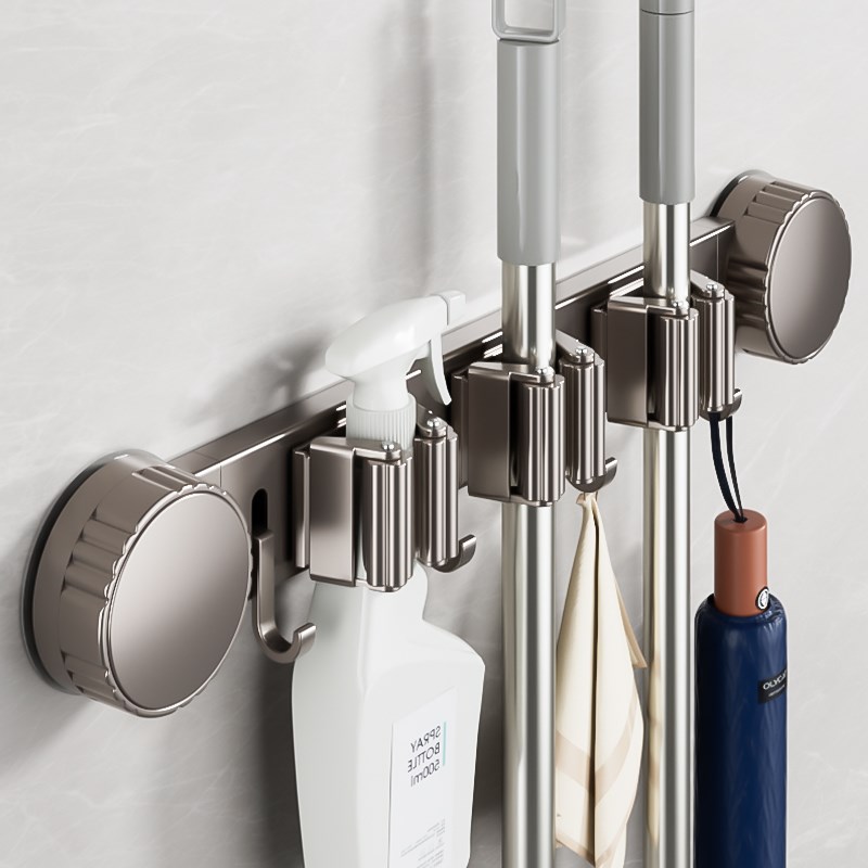 卫生间吸盘拖把壁挂夹浴室免打孔神器固定挂钩扣扫把置物收纳挂架