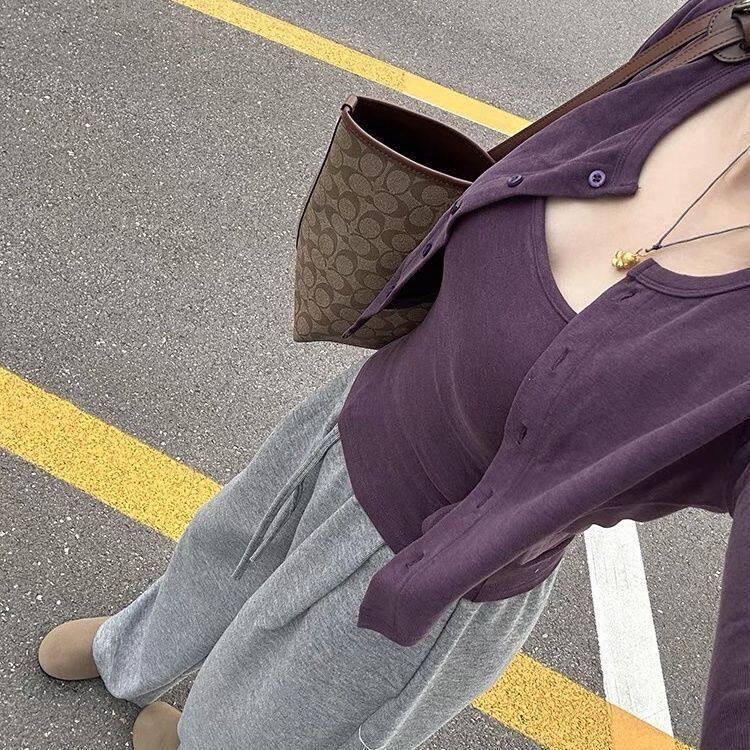 纯欲紫色性感套装女气质休闲百搭开衫外套叠穿夏季吊带背心两件套