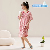 蕉晚睡裙女纯棉夏季 可外穿睡衣女家居服 全棉中长款 天2025新款 薄款