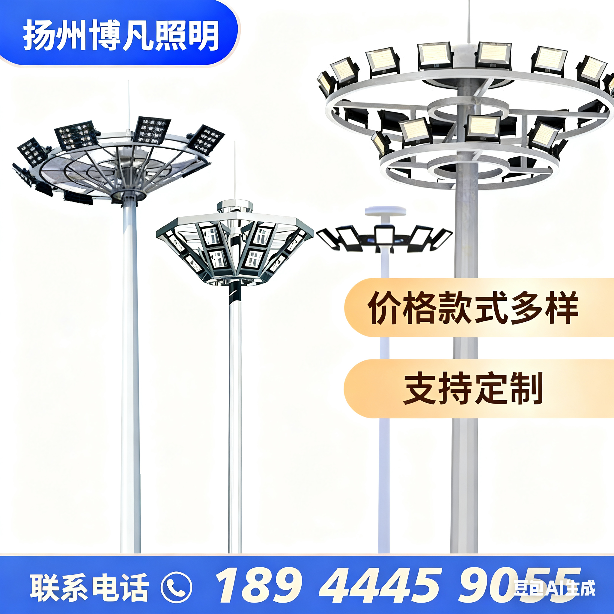 博昱30米高杆灯升降式可调灯光港口码头立交互通收费站广场照明用