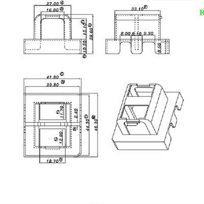 ER3945双槽外壳骨架磁芯配套壳卧式7+7针排距39mm高频变压器材料