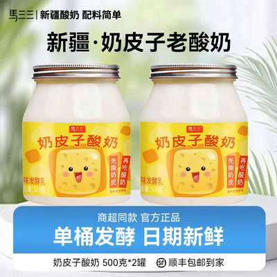 马三三新疆特产奶皮子酸奶风味发酵乳桶装原味手工酸奶2大桶