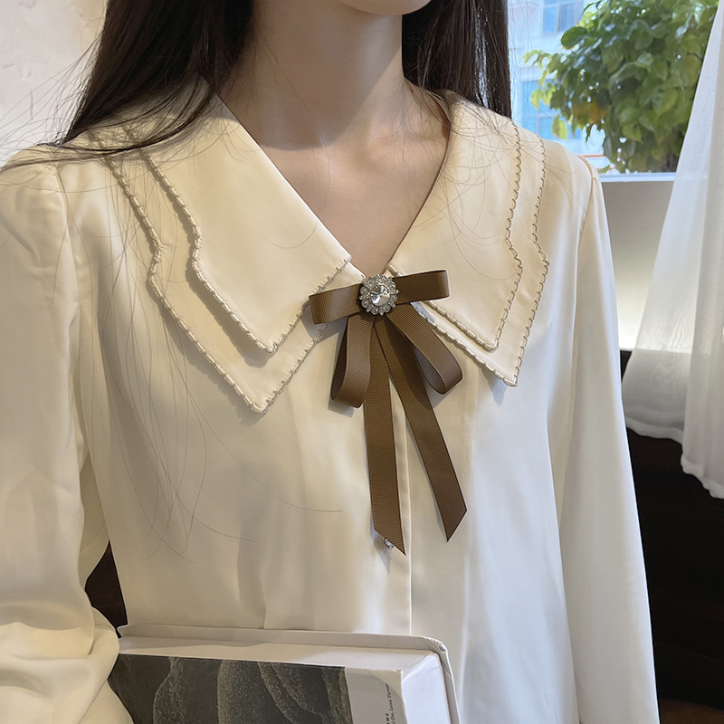 领结女衬衣学院风复古别针蝴蝶结