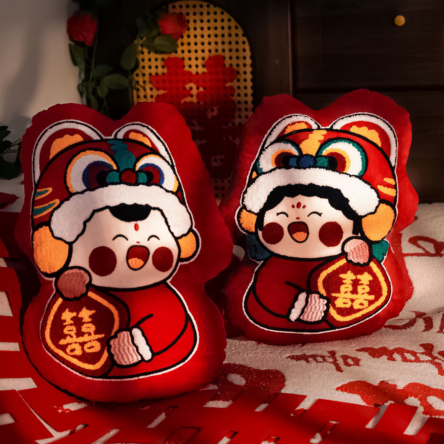 压床娃娃结婚一对新款高档婚礼婚房喜娃摆件婚庆婚床公仔情侣抱枕