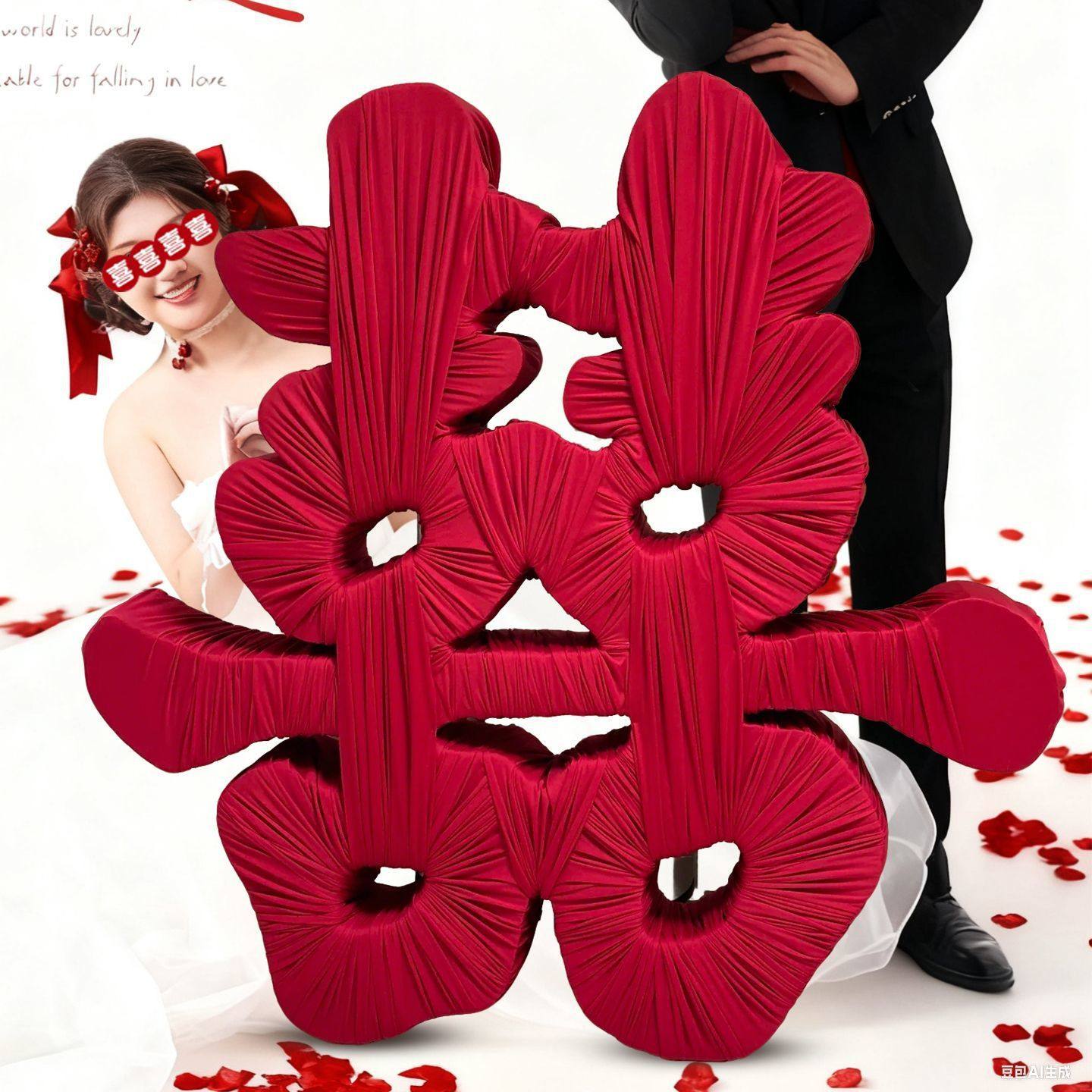 婚庆喜字缠布红色婚礼楼梯扶手波浪牛奶丝背景墙布置结婚装饰拉花,节庆用品/礼品,喜字/剪纸/贴纸,淘宝优惠券,粉丝福利购,淘宝优惠卷