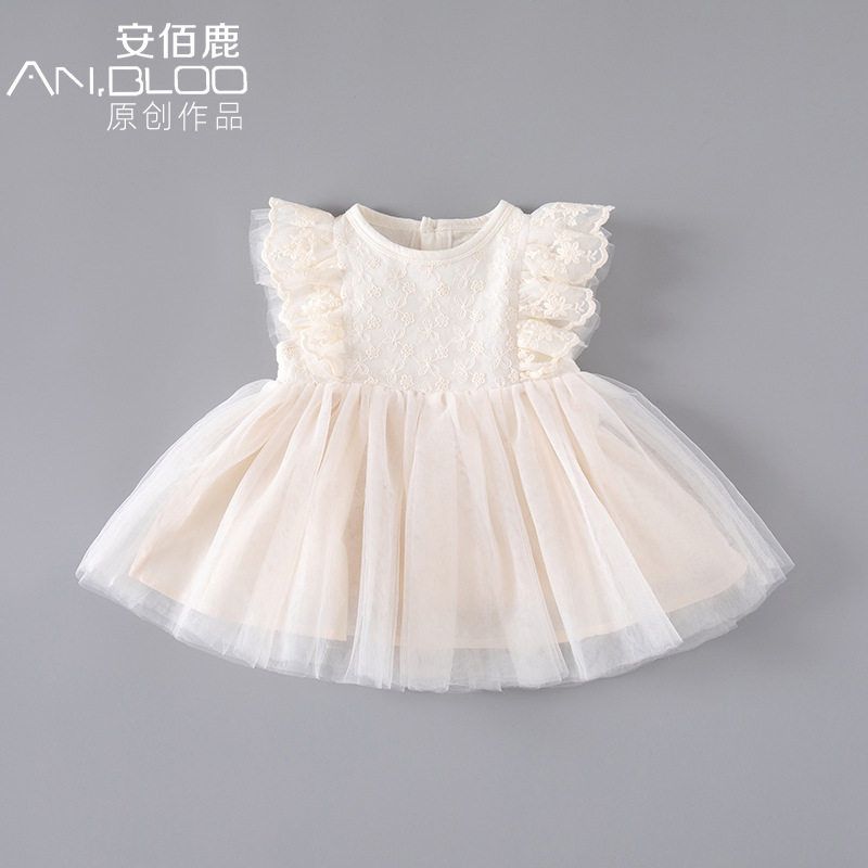 2025夏款蕾丝网纱公主裙儿童纯棉连衣裙百天周岁礼服女宝生日裙子