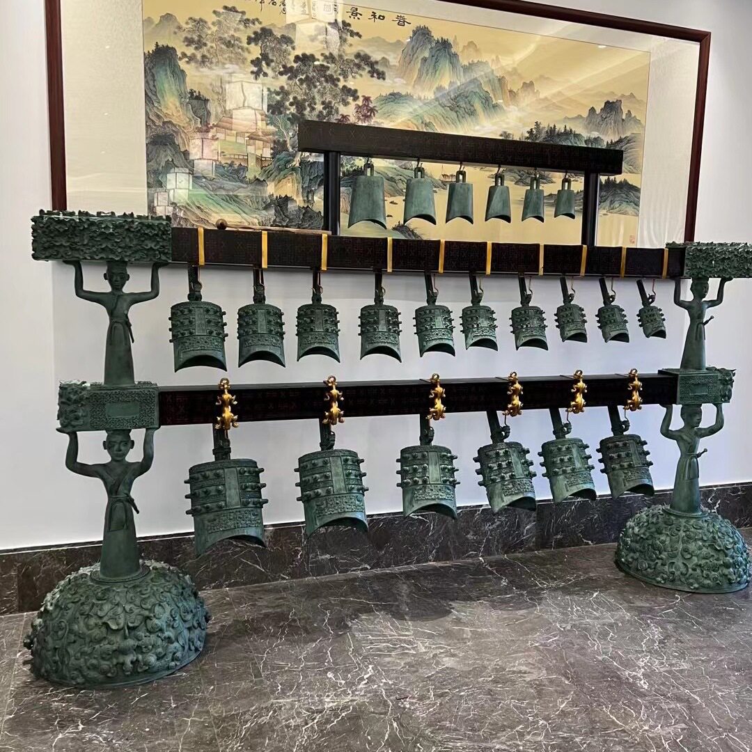 曾侯乙编钟纯铜铜器古典乐器仿古道具摆件演奏乐器婚庆影视道具