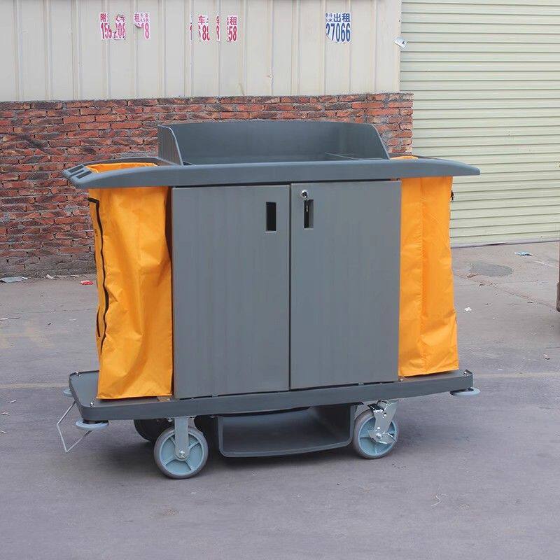白云保洁服务车酒店宾馆客房工作布草车房口手推收集车塑料清洁车