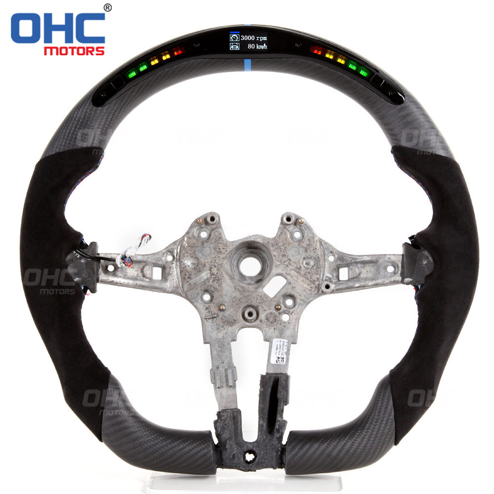 适用于宝马BMWM系列f10f30LED碳纤维翻毛皮哑光中位线方向盘