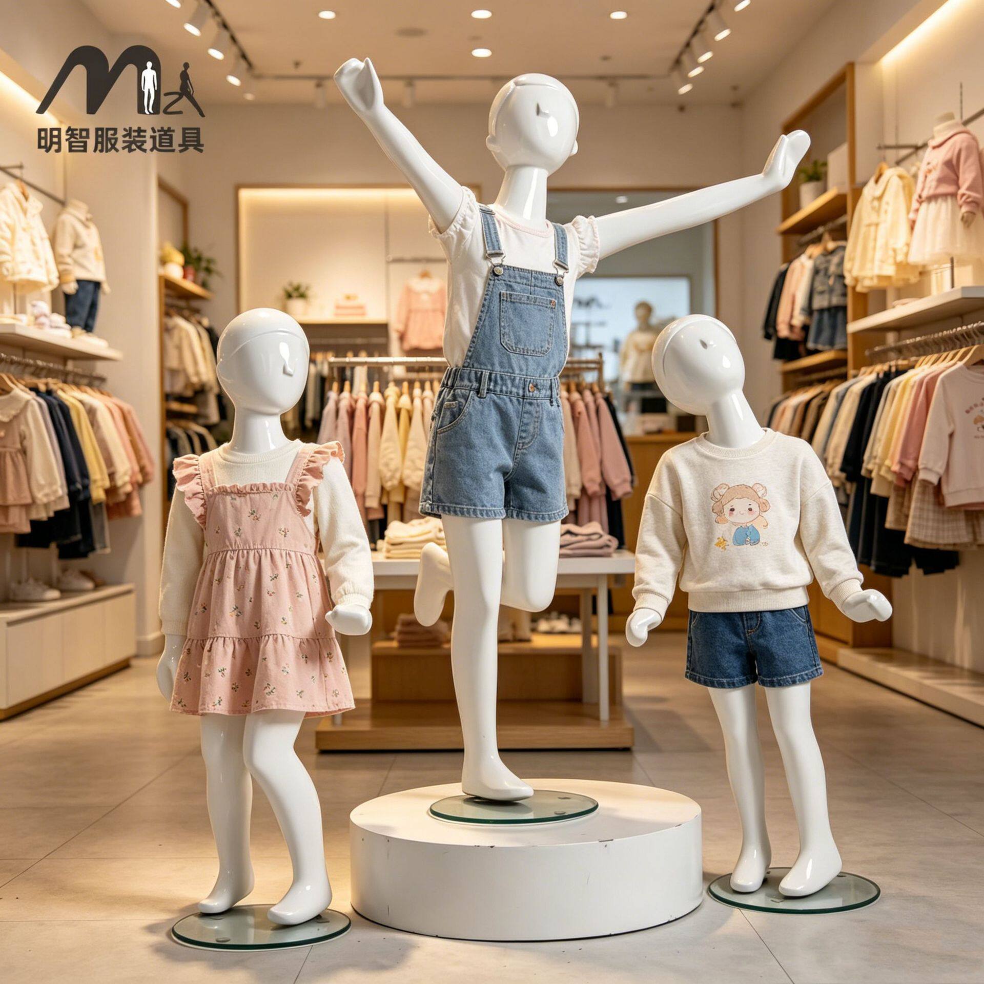 儿童模特展示架男女童装店橱窗道具服装假人青少年模特展示架全身