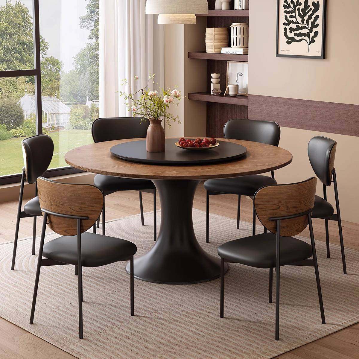 法式中古风实木圆形餐桌1.4米美式复古小蛮腰家用带转盘白蜡木桌,电子元器件市场,其它元器件,淘宝优惠券,粉丝福利购,淘宝优惠卷