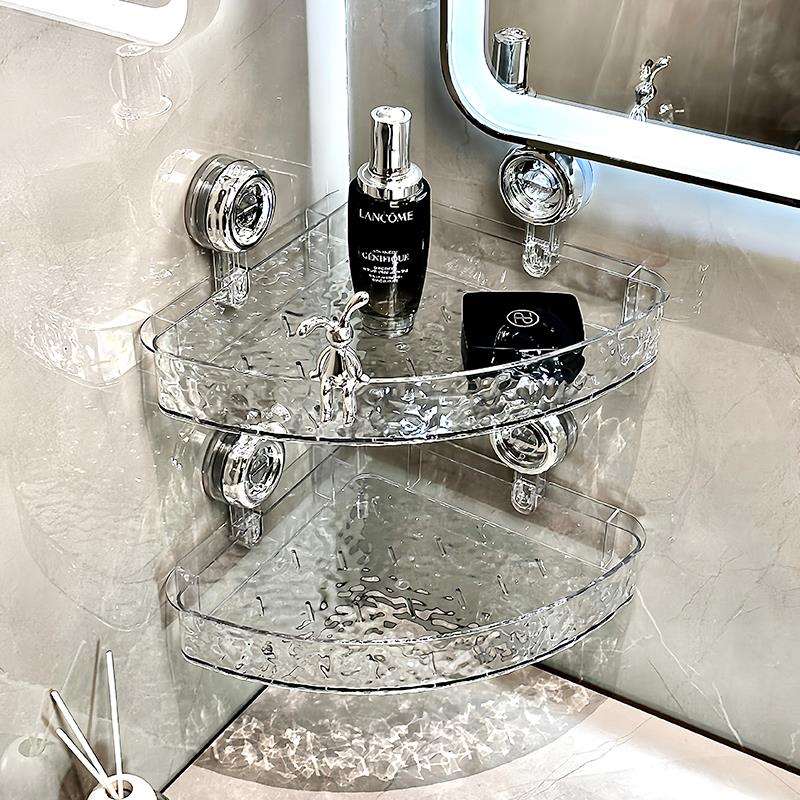 卫生间吸盘三角置物收纳架子免打孔浴室墙上壁挂式厕所转角洗漱台