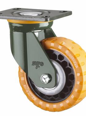 SUPO/向荣动力 5寸 平底 橙色 聚氨酯PU 万向脚轮J35-01-125-362