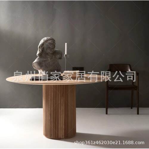 北欧简约全实木组合餐桌小户型家用圆形多人位餐桌椅客厅成套饭桌