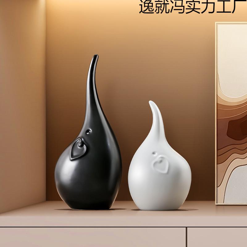 现代简约风生水起玄关大象摆件客厅酒柜创意抽象高级感家居装饰品
