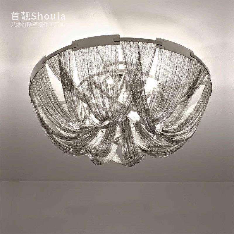 意大利流苏吸顶灯后现代轻奢卧室客厅创意个性设计师圆形样板房灯
