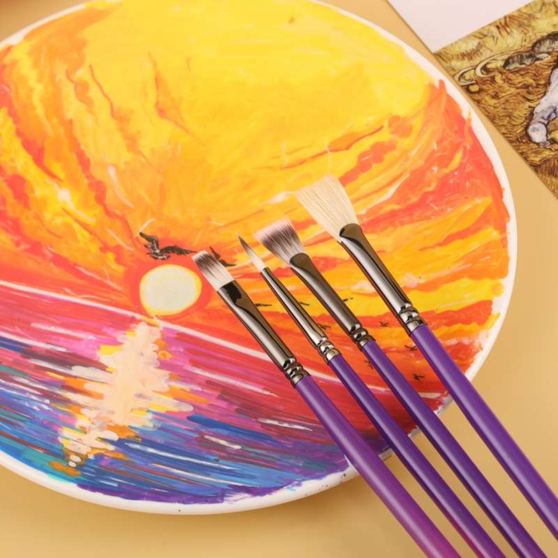 水粉笔套装尼龙画笔11支装木质绘画刷套装颜料刷美术画油画笔