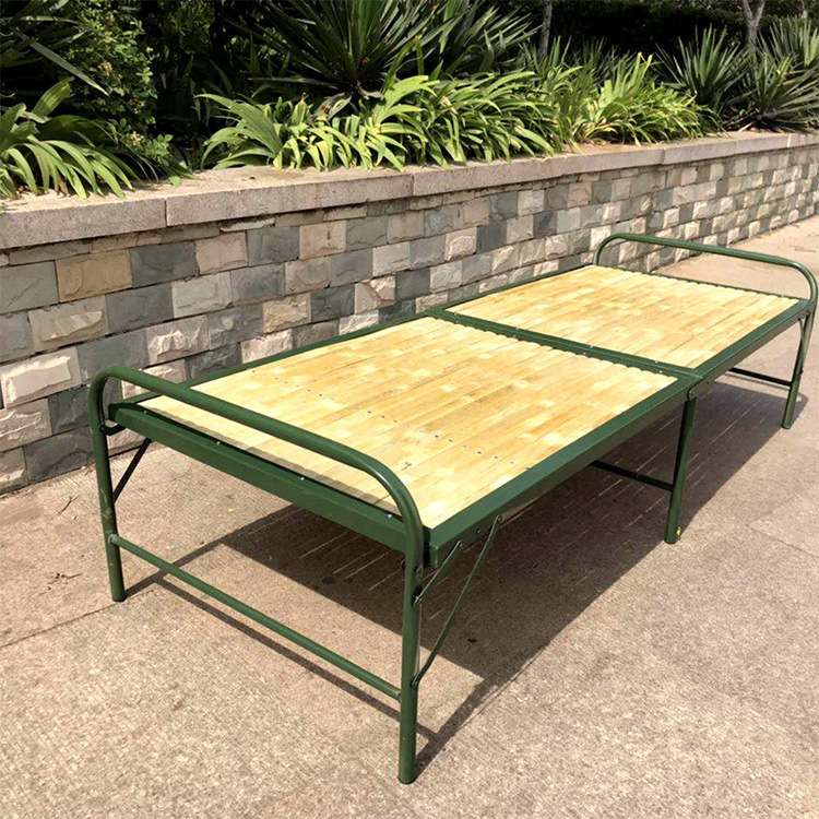 民政救灾竹板床折叠床单层铁架185*70*35cm野营露营双人竹条硬板