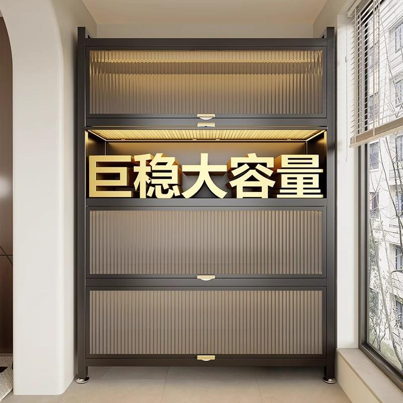 置物架落地多层收纳架卧室储物柜家用钢制书柜带门书架防尘展示