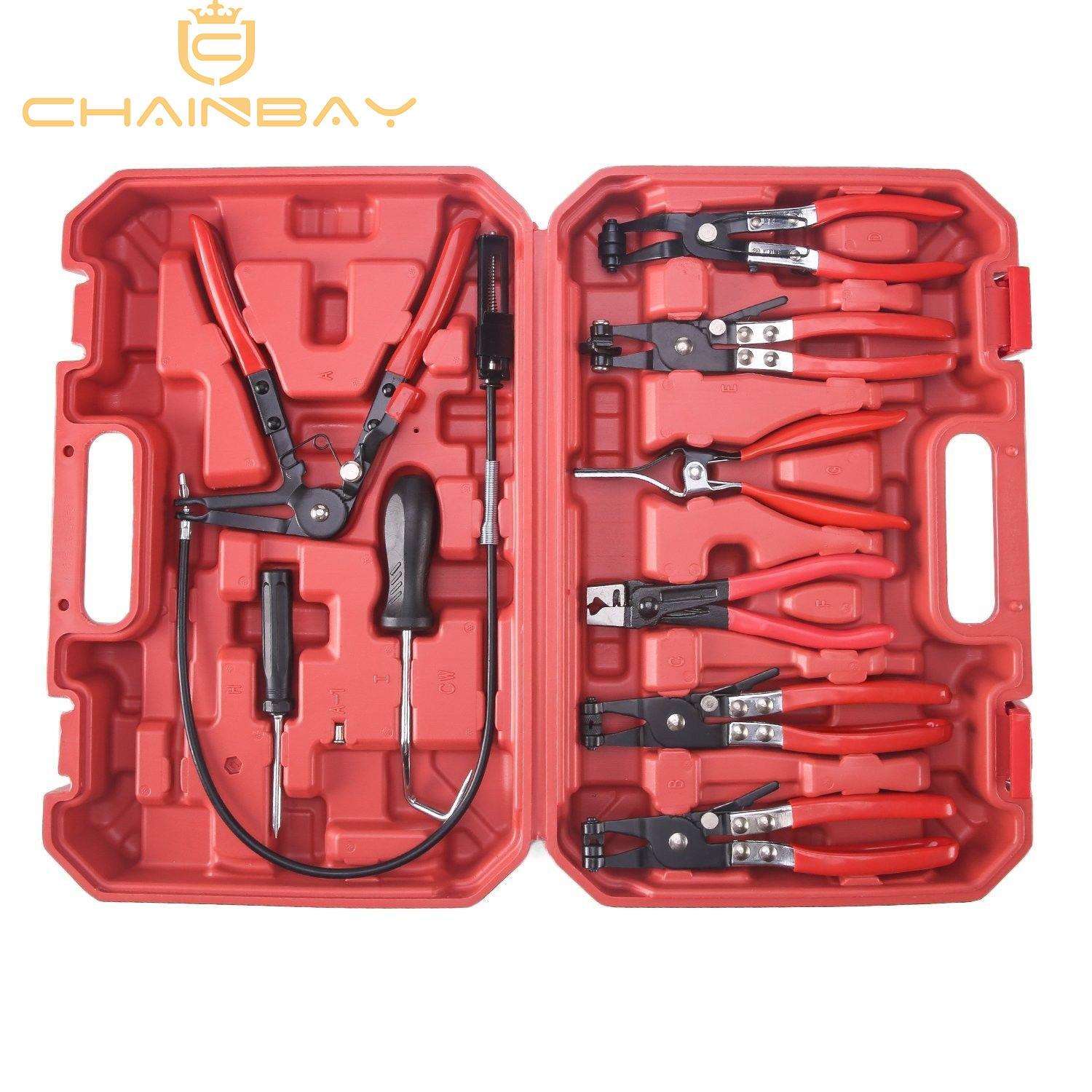 9件管束夹钳组套 汽车水管钳 卡钳 直型喉式管束钳 卡扣钳 卡箍钳