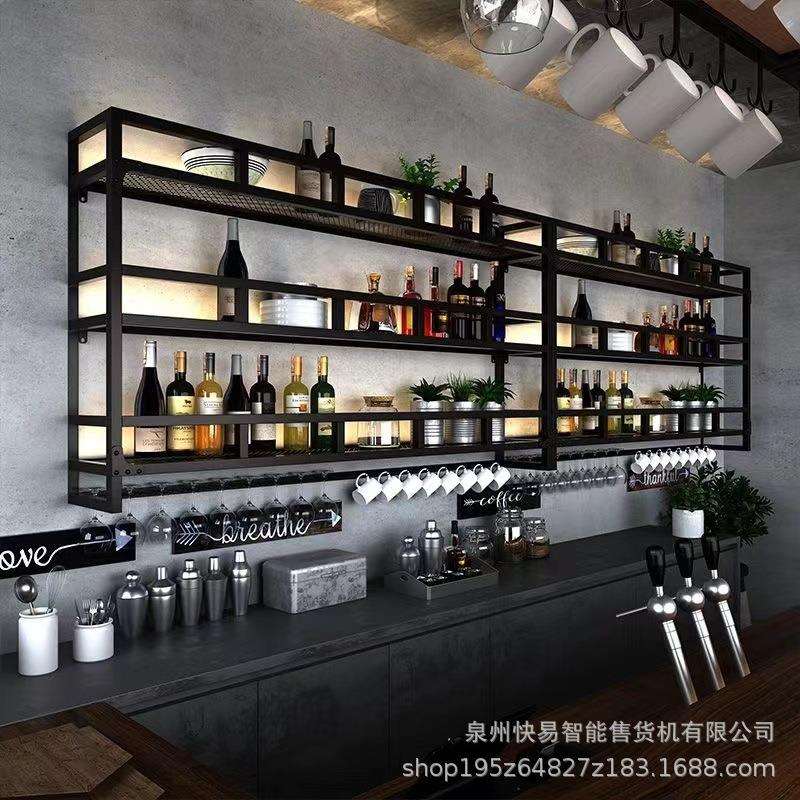美式铁艺壁挂夜店展示柜餐厅装饰酒柜酒吧酒架创意简约墙上红酒柜